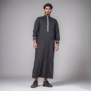 Designer black mens thobe