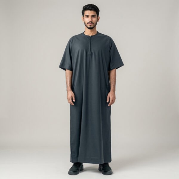 Men’s Black Half Sleeves Thobe