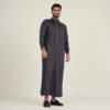 Men’s Black Thobe With Piping Embellishment