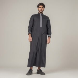 Men’s Designer Printed Black Thobe