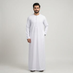 Men’s Plain Iced White Omani Thobe