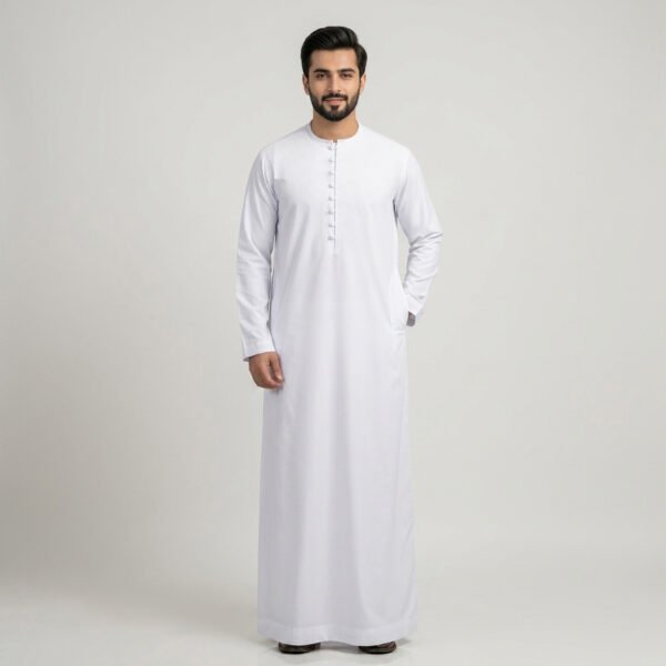 Men’s Plain Iced White Omani Thobe