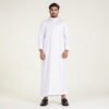 Men's Simple White Ban Collard Thobe