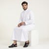 Men's Simple White Ban Collard Thobe