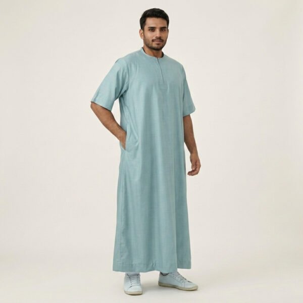 Men's Summer Green Half Sleeve Thobe