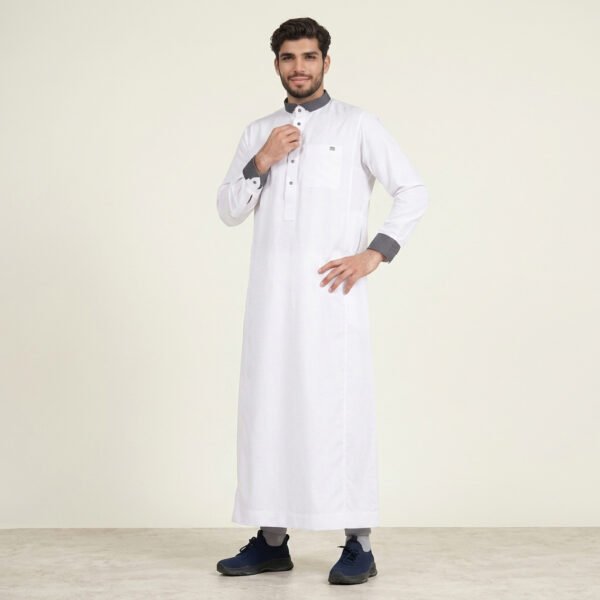 Men's Textured White Color Thobe