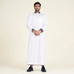 Men's Textured White Color Thobe