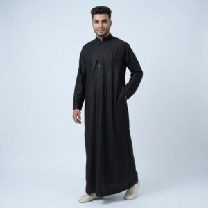 Plain Black Arab Thobe For Men