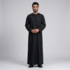 Plain Black Color Omani Thobe For Men