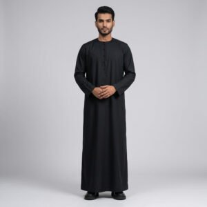 Plain Black Color Omani Thobe For Men Plain Black Color Omani Thobe For Men