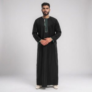 Plain Black Palestine Inspired Thobe For Men
