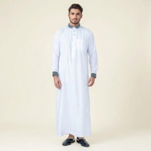 Textured White Color Thobes For Men