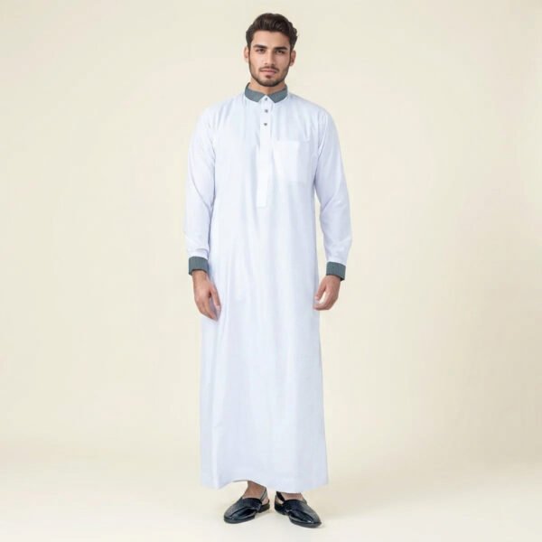 Textured White Color Thobes For Men