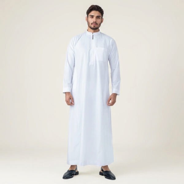 White Plain Zipper Thobe