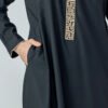 embroidered black mens thobe