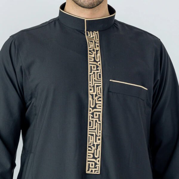 embroidered black mens thobe