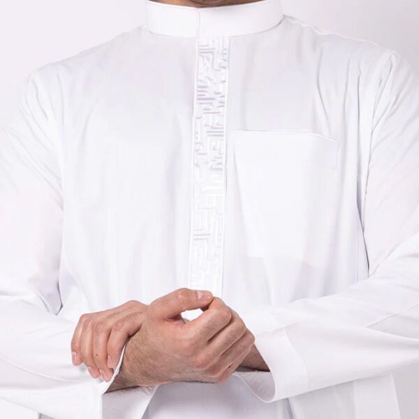 mens white embroidered thobe uk