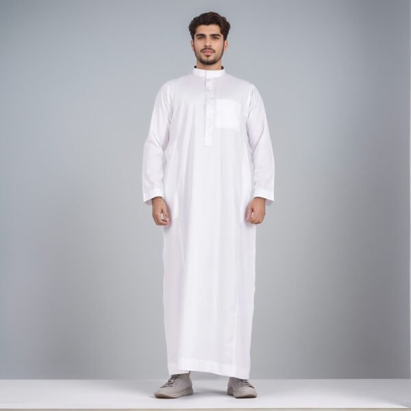 mens white embroidered thobe uk