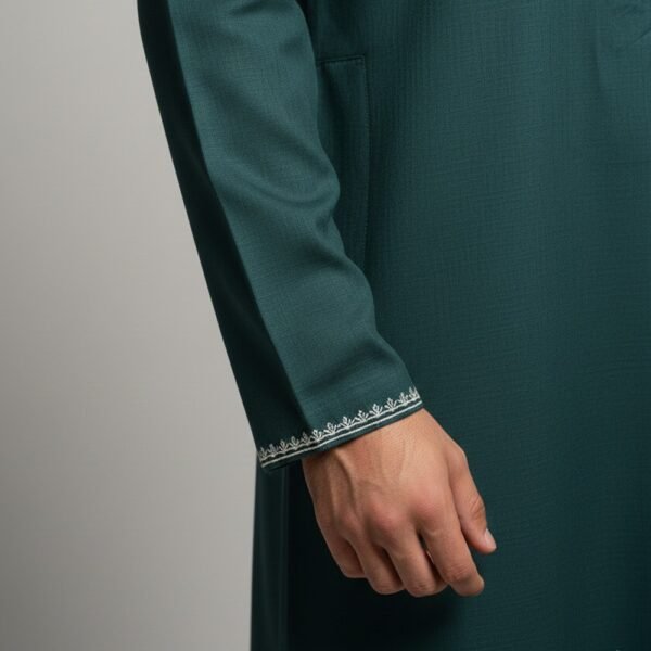 Beetle Green Embroidered Omani Thobe