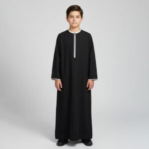 Black Kids Boy Omani Embroidered jubba thobe
