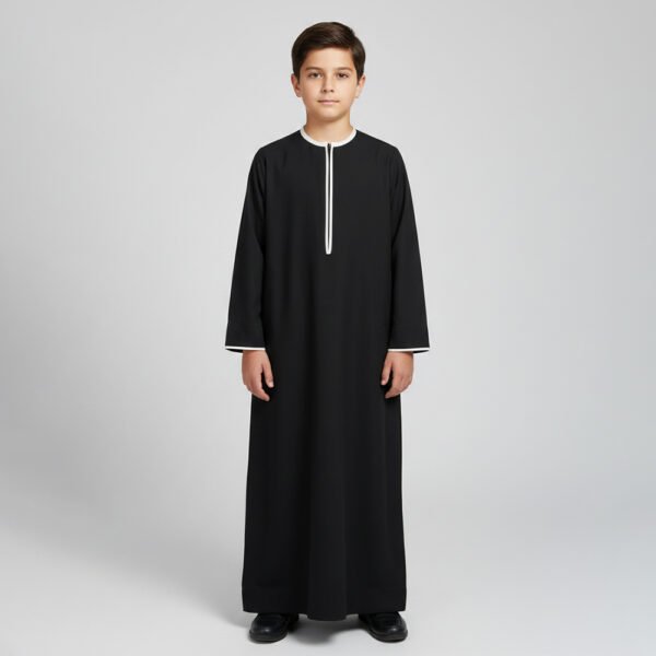Black Kids Boy Omani Embroidered jubba thobe