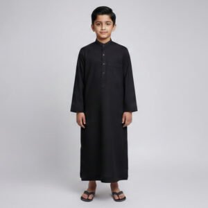 Black Lomar Collar Baby Boys Jubba Thobe