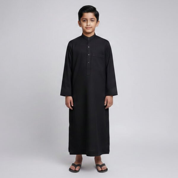 Black Lomar Collar Baby Boys Jubba Thobe