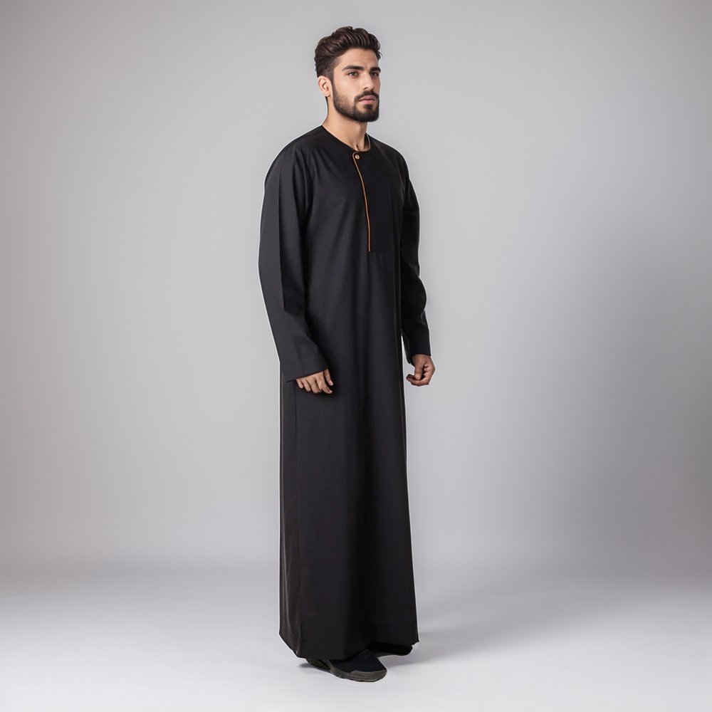 Men's Full Length Islamic Thobe 307 - Lux Black main image 0