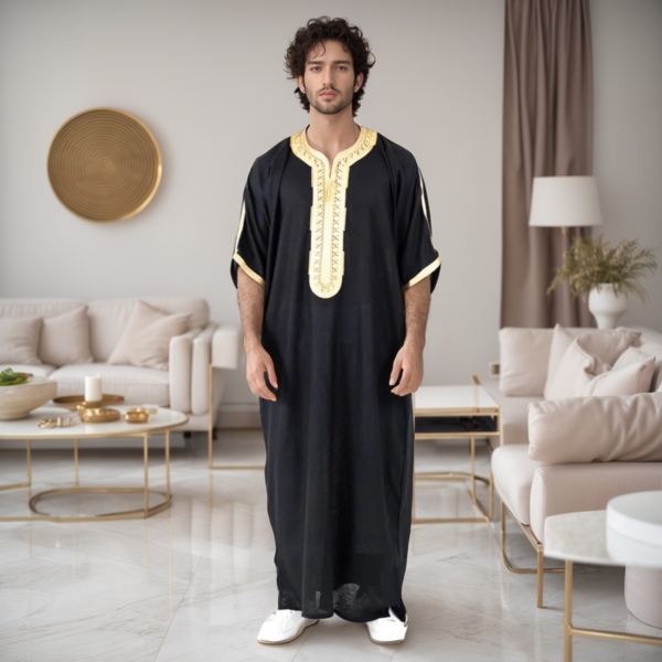 Black mens thobe moroccan