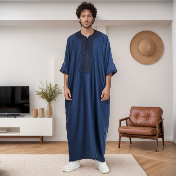 Blue moroccan thobes for men