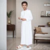 Embroidered boys white thobe jubba