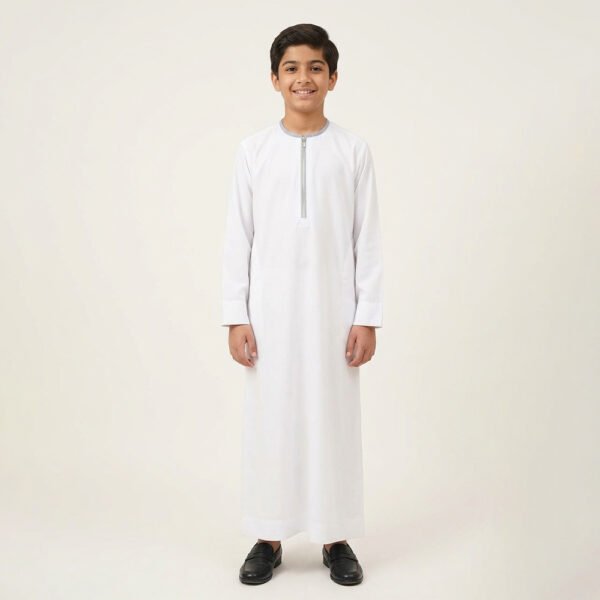 Designer boys white thobe jubba