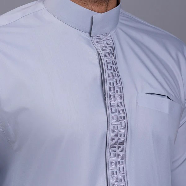 mens hit grey embroidered thobes