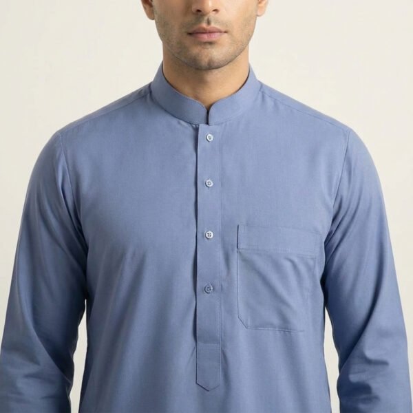 Men's Saudi Collar Regent Blue Thobe