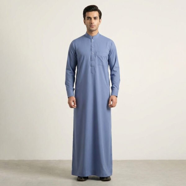 Men's Saudi Collar Regent Blue Thobe
