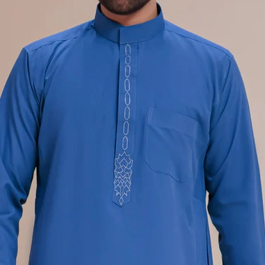 Mid Blue embroidered thobe