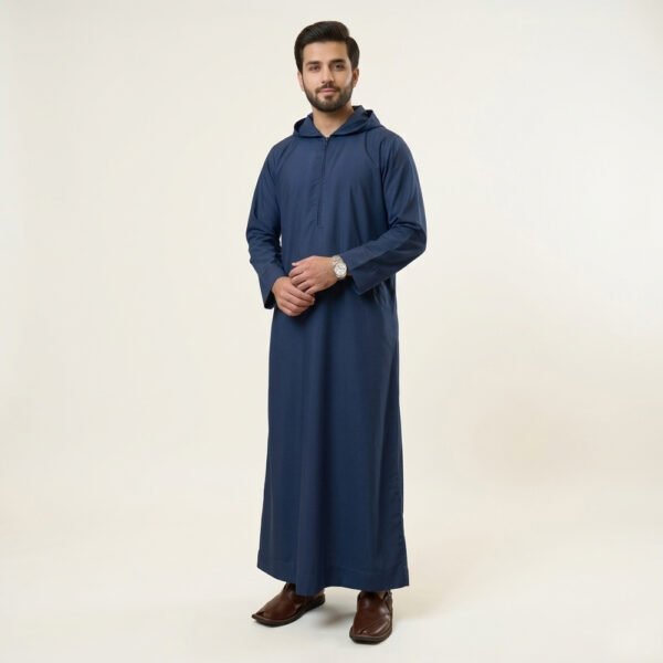 Navy Blue hoodie thobe for men