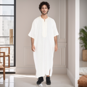 Off-white moroccan style mens thobe