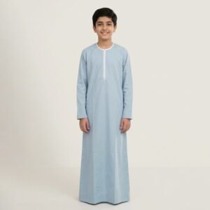 Omani Style Metallic Silver Baby Boy Jubba Thobe in UK