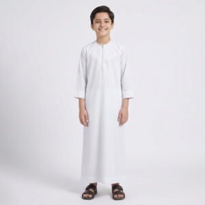 Omani Style White Kids Boys Jubba Thobe Omani Style White Kids Boys Jubba Thobe