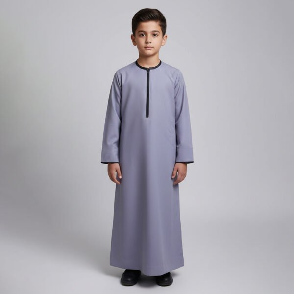Premium Omani Light Grey Jubba Thobe for Boys Premium Omani Light Grey Jubba Thobe for Boys