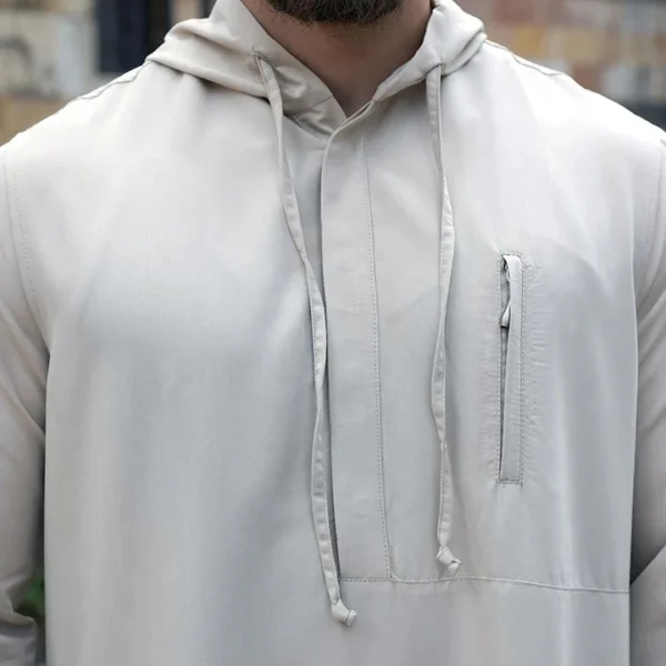 Quill Grey hooded thobes for men