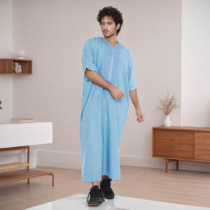 Sky blue moroccan mens thobe