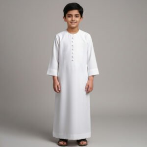 White Arab Omani Thobe for Kids Boys