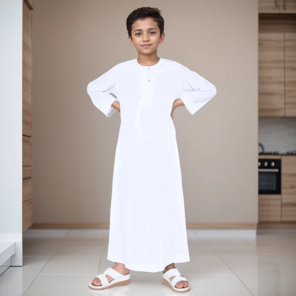 White Arab Omani thobe for kids (2)