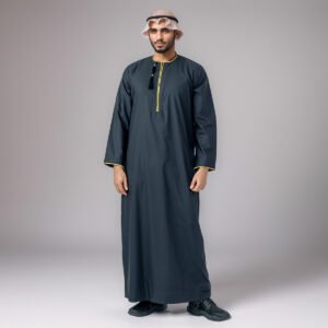 black embroidered omani thobe