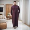 dark maroon thobe mens