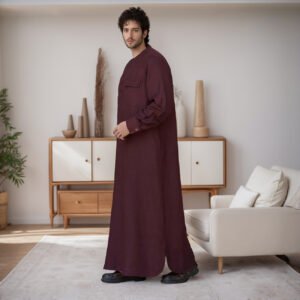 mens dark maroon thobe