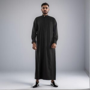 Arabian black cotton thobe for men