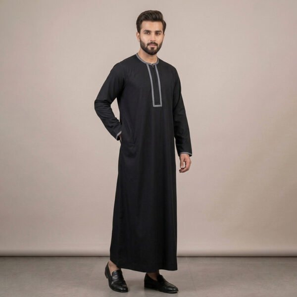 Black mens wash and wear thobe for men Black mens wash and wear thobe for men